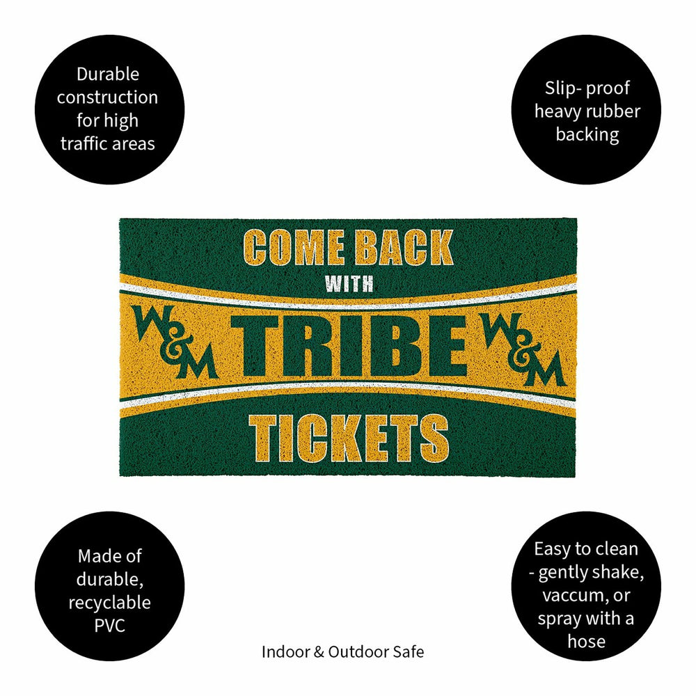 28" x 16" PVC Trapper Mat, Come Back with Tickets, William & Mary, Collegiate