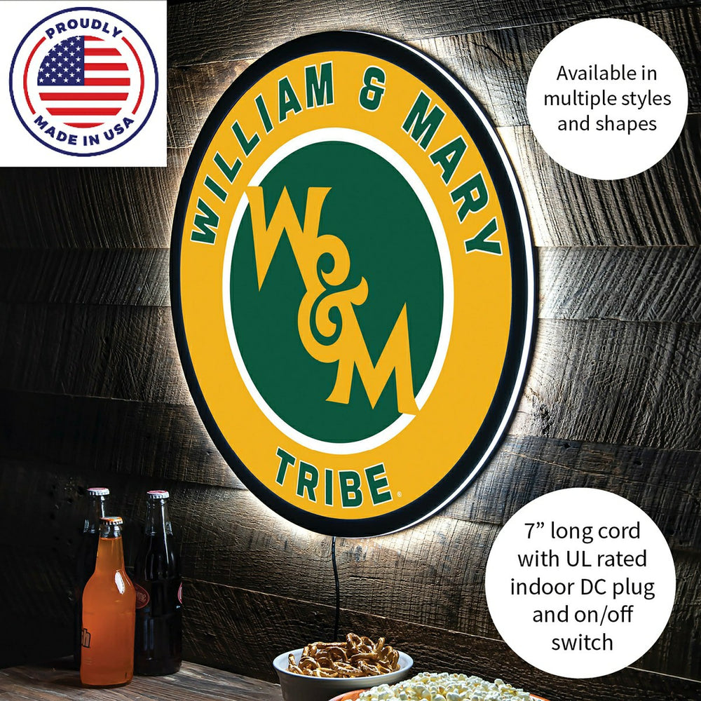 LED Wall Decor, Round, William & Mary, Collegiate, Home