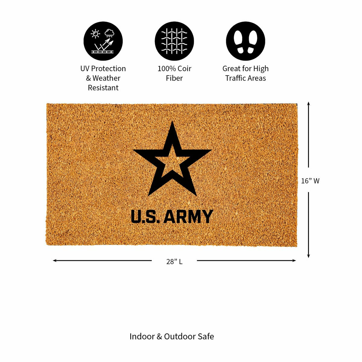 Coir Mat, 16"x28", US Army, US Military