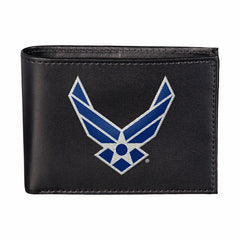 U.S. Air Force Black Bi-Fold Embroidered Wallet w/ RFID Blocking, US Military, Home