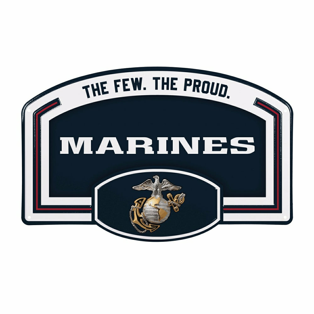 US Marine Corps USA Stamped Steel Wall Sign, 11" x 17", US Military, Home
