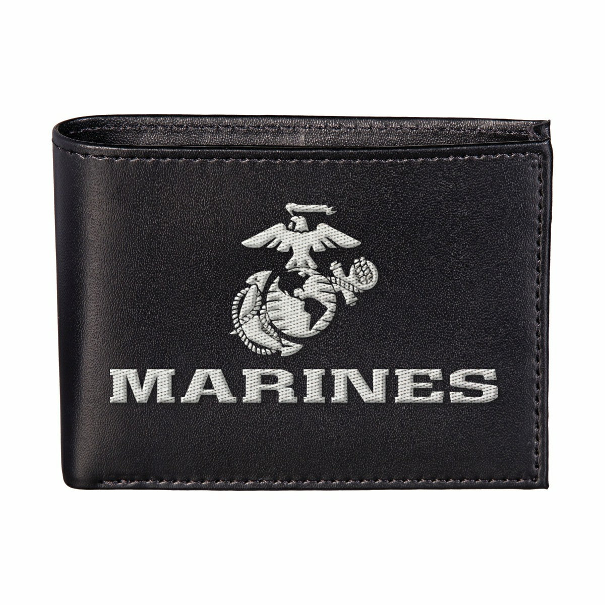 U.S. Marine Corps Black Bi-Fold Embroidered Wallet w/ RFID Blocking, US Military, Home