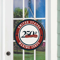 US Marine Corps, 250th Anniversary Round Door Décor with Hanging Rope,, US Military, Home