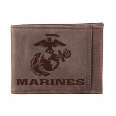 US Marine Corps Brown Front Pocket Wallet with RFID Blocking, 100% Gen, US Military, Home