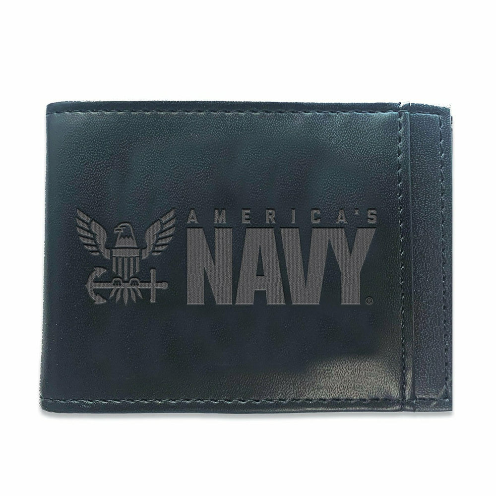 US Navy Black Front Pocket Wallet with RFID Blocking, US Military