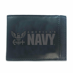 US Navy Black Front Pocket Wallet with RFID Blocking, US Military