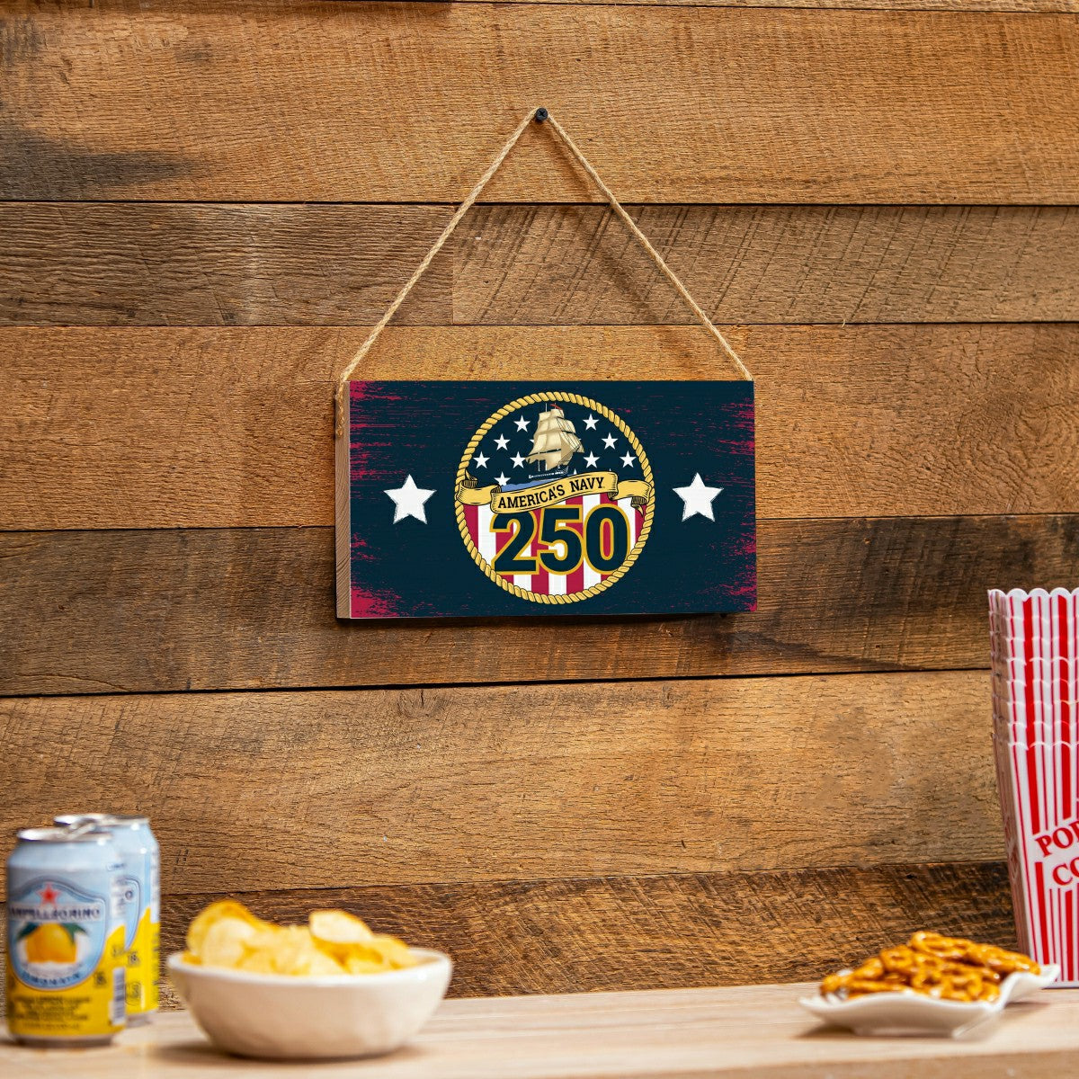 US Navy, 250th Anniversary Wood Wall Sign, 6x11, US Military