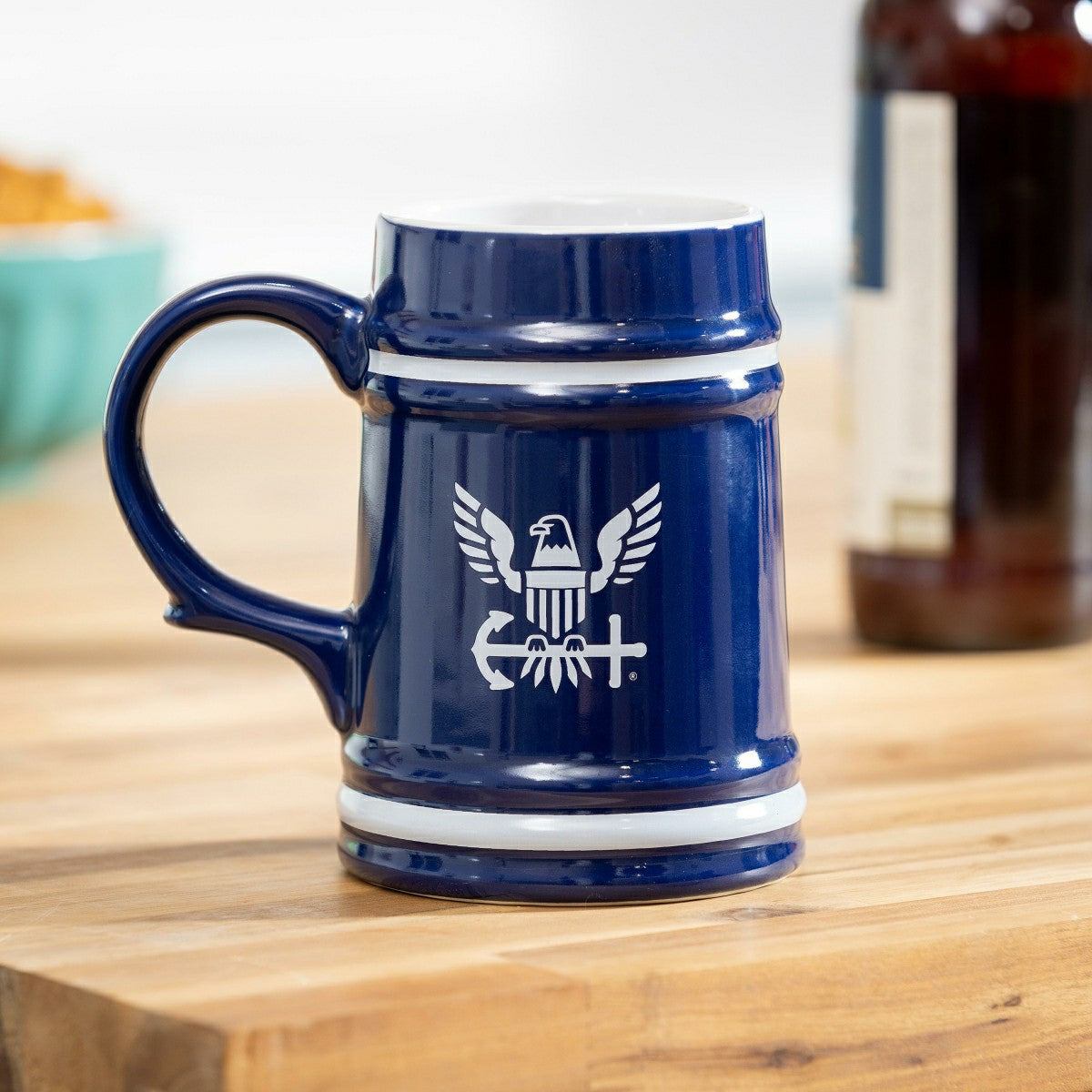 US Navy Ceramic Stein Cup, 24oz, US Military, Home