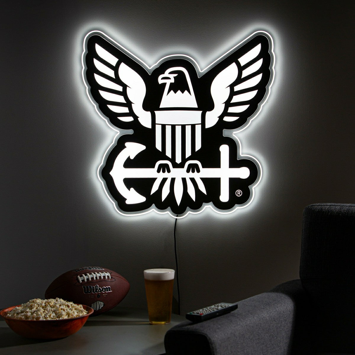 US Navy LED Wall Decor, Glazelite, Logo, US Military, Home