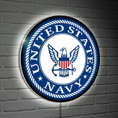US Navy Military Round LED Wall Decor, US Military, Home