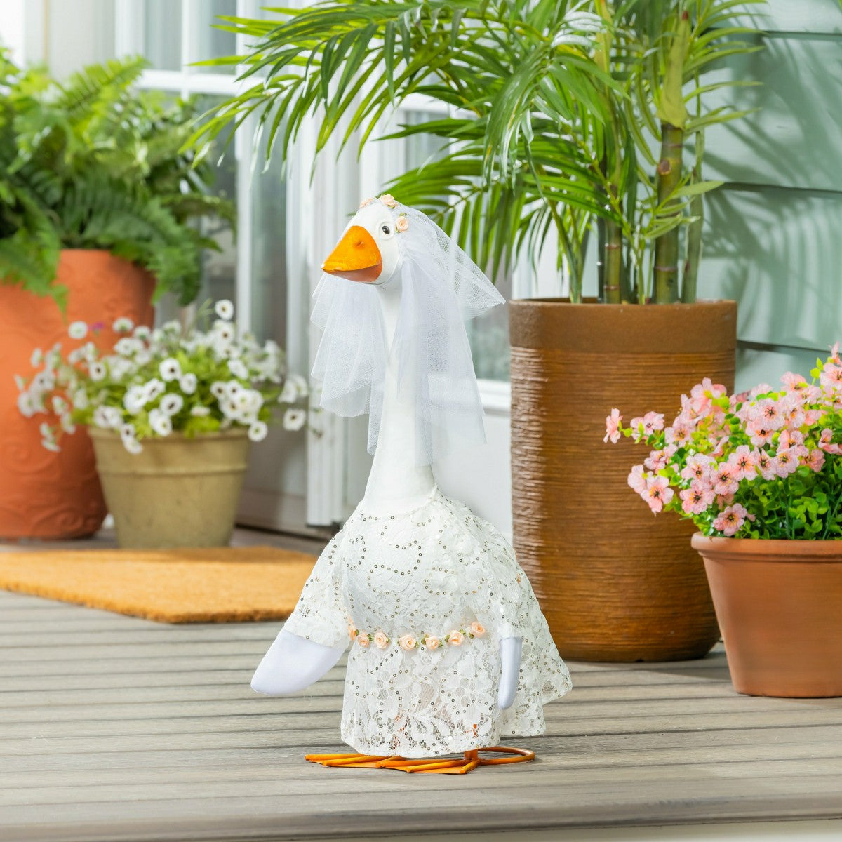 Metal Porch Goose Statue, 21"H, Home