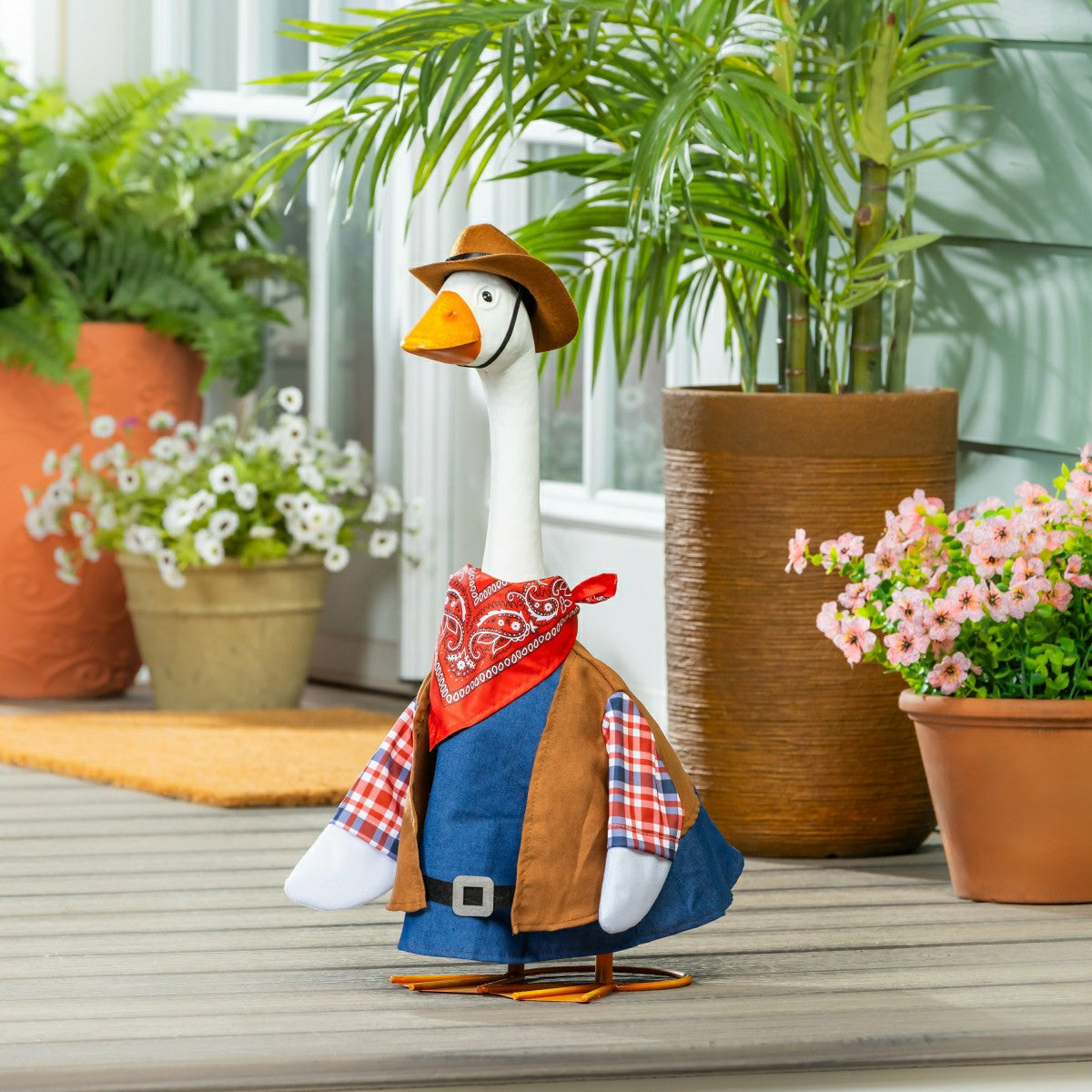 Metal Porch Goose Statue, 21"H, Home
