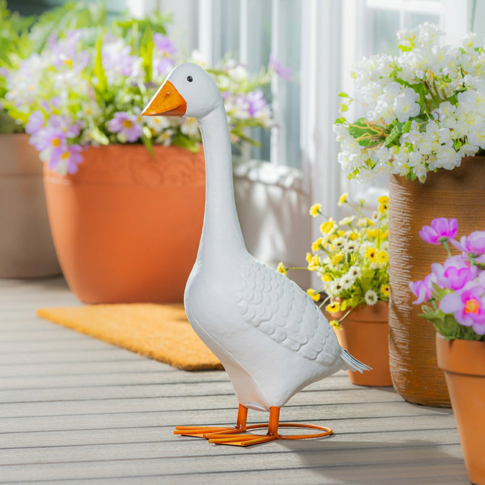 Metal Porch Goose Statue, 21"H, Home