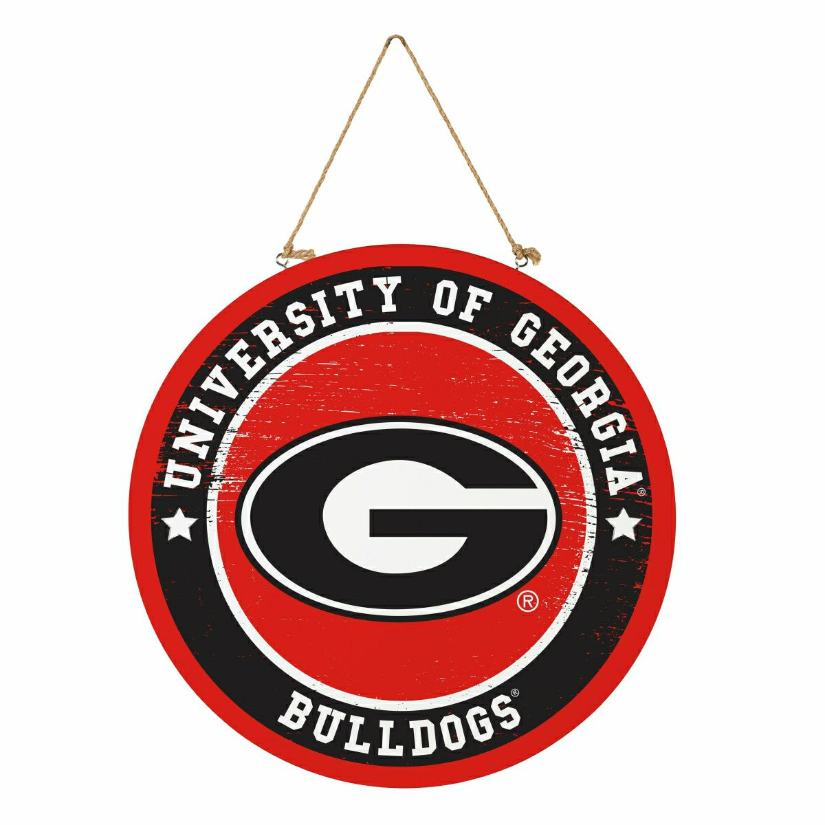 University of Georgia Round Door Décor with Hanging Rope, 18x18, Home, Collegiate
