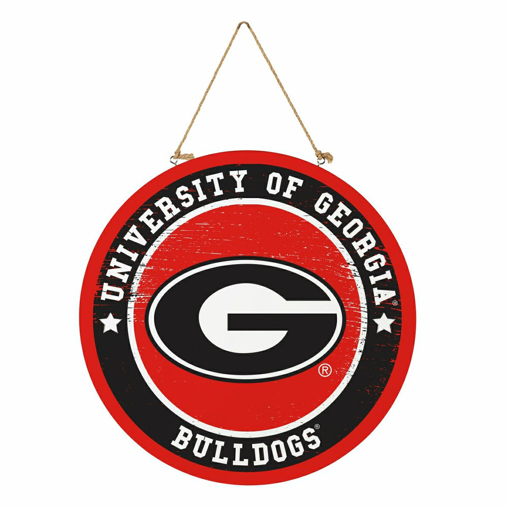 University of Georgia Round Door Décor with Hanging Rope, 18x18, Home, Collegiate