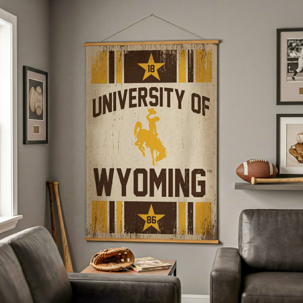 University of Wyoming, Canvas Wall Tapestry, Large, 54x36, Home