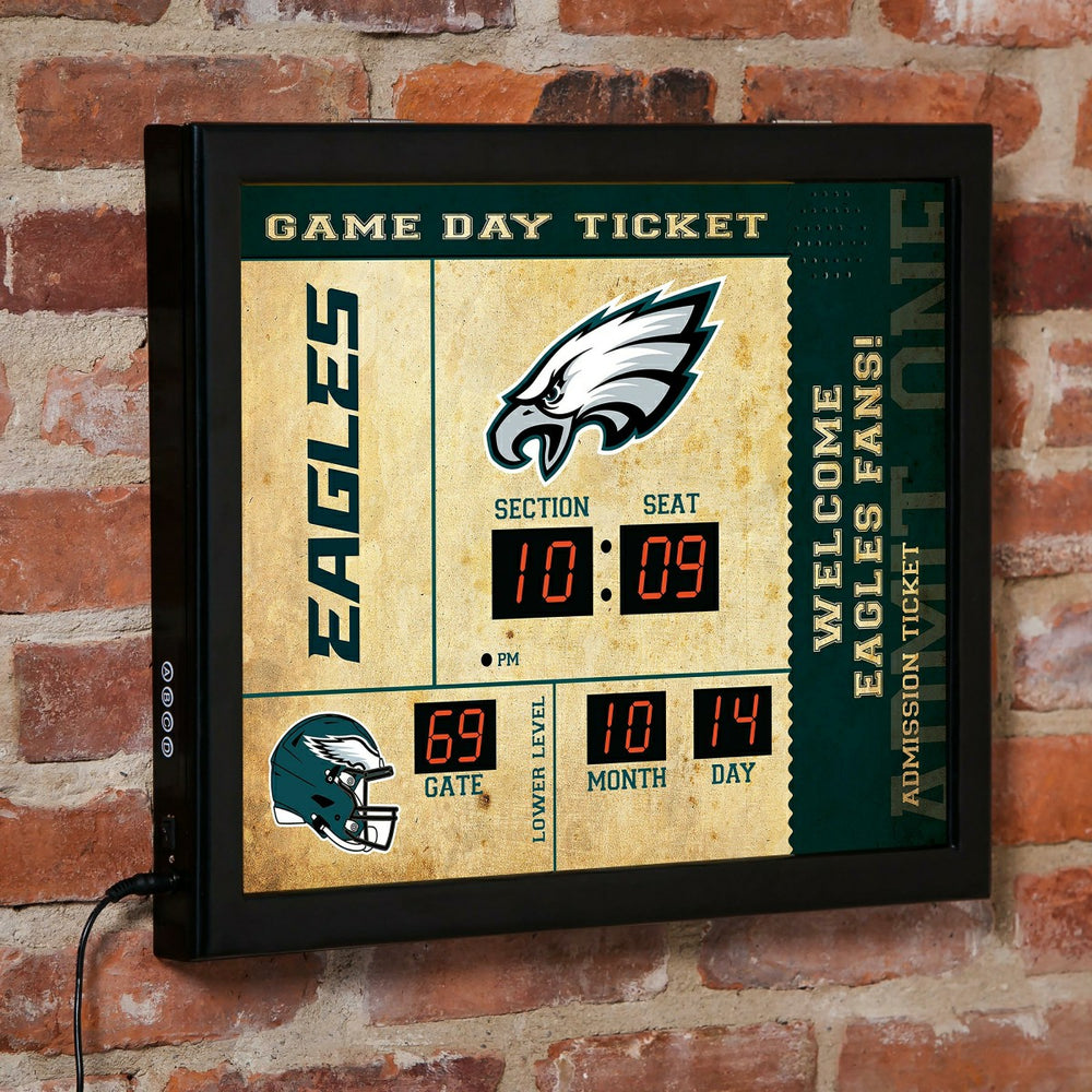 Bluetooth Scoreboard Wall Clock, Philadelphia Eagles, Home, NFL