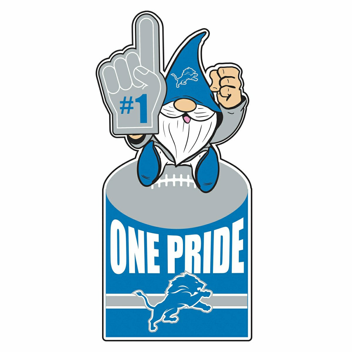 Detroit Lions Gnome Metal Sign 10"L x 30"H, Home, NFL