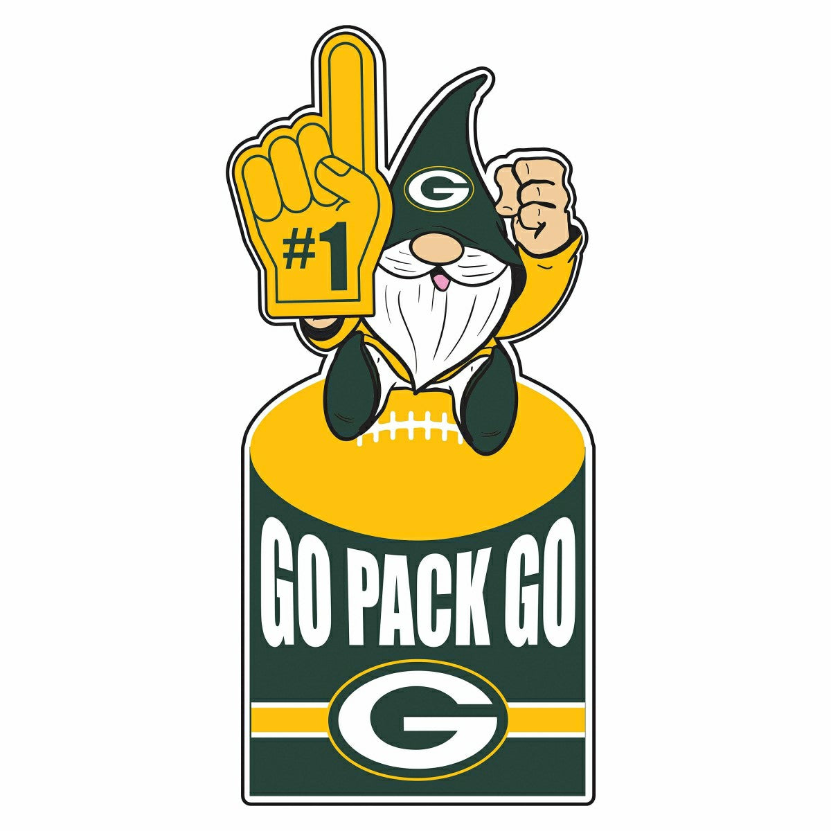 Green Bay Packers Gnome Metal Sign 10"L x 30"H, Home, NFL