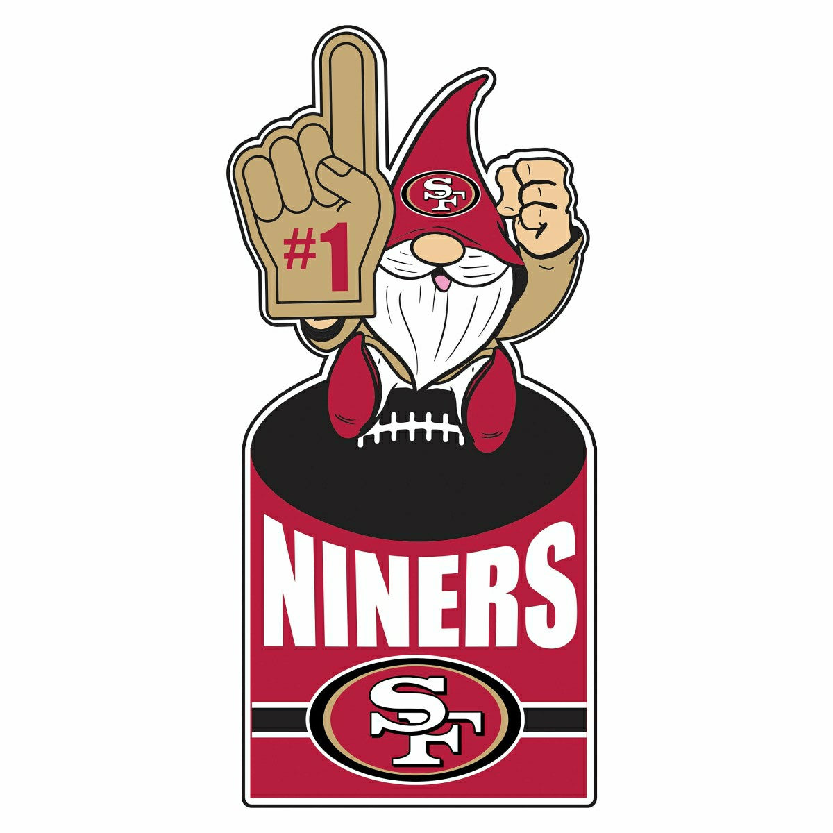 San Francisco 49ers Gnome Metal Sign 10"L x 30"H, Home, NFL