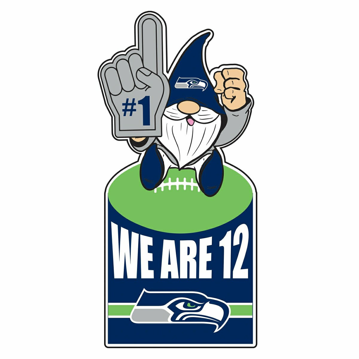 Seattle Seahawks Gnome Metal Sign 10"L x 30"H, Home, NFL