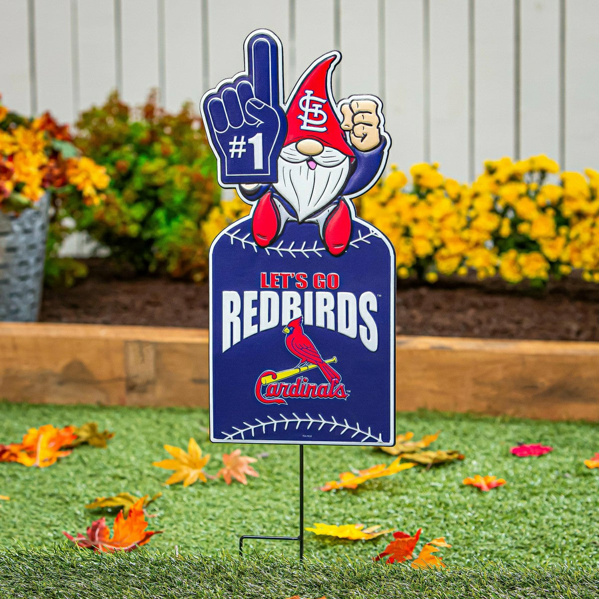 St Louis Cardinals Gnome Metal Sign 10"L x 30"H, Home, MLB