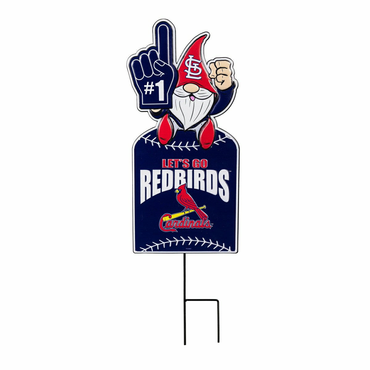 St Louis Cardinals Gnome Metal Sign 10"L x 30"H, Home, MLB