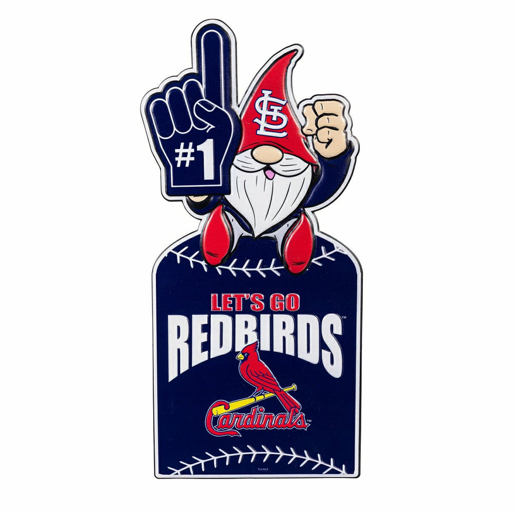 St Louis Cardinals Gnome Metal Sign 10"L x 30"H, Home, MLB
