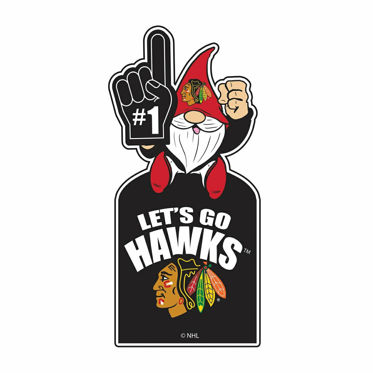 Chicago Blackhawks Gnome Metal Sign 10"L x 30"H, Home, NHL