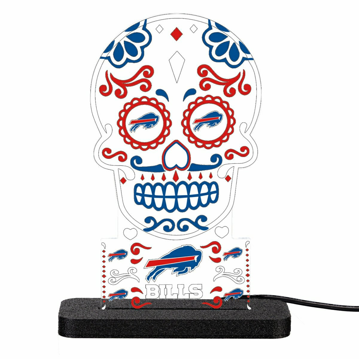Buffalo Bills NFL Football Sugar Skull Desklite LED Décor, Home, NFL