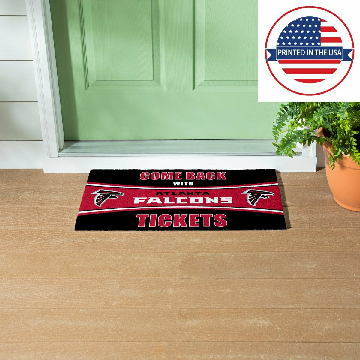 28" x 16" PVC Trapper Mat, Come Back with Tickets, Atlanta Falcons, NFL