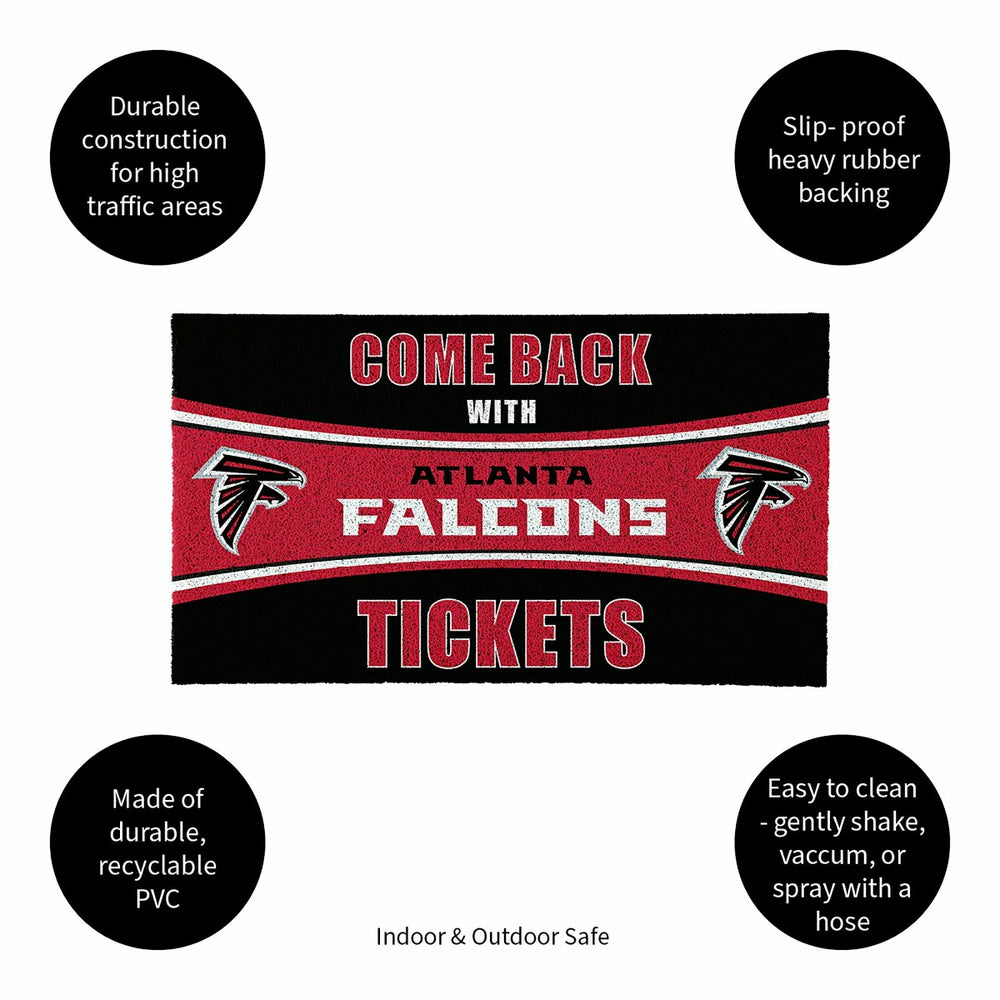 28" x 16" PVC Trapper Mat, Come Back with Tickets, Atlanta Falcons, NFL