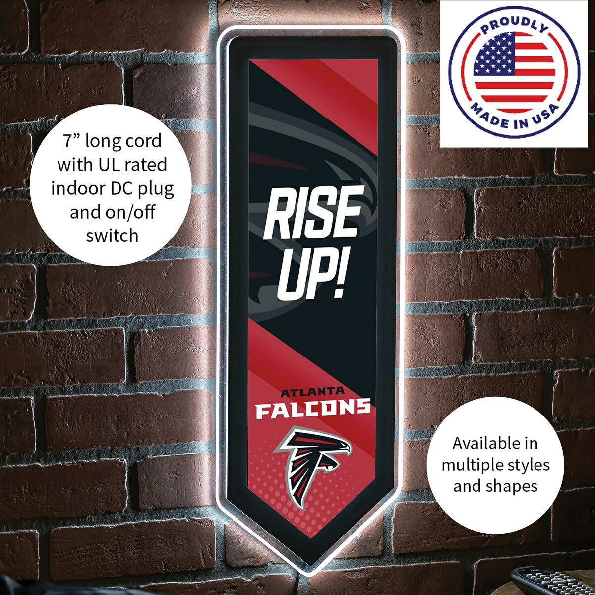 LED Wall Decor, Pennant, Atlanta Falcons, NFL, Home