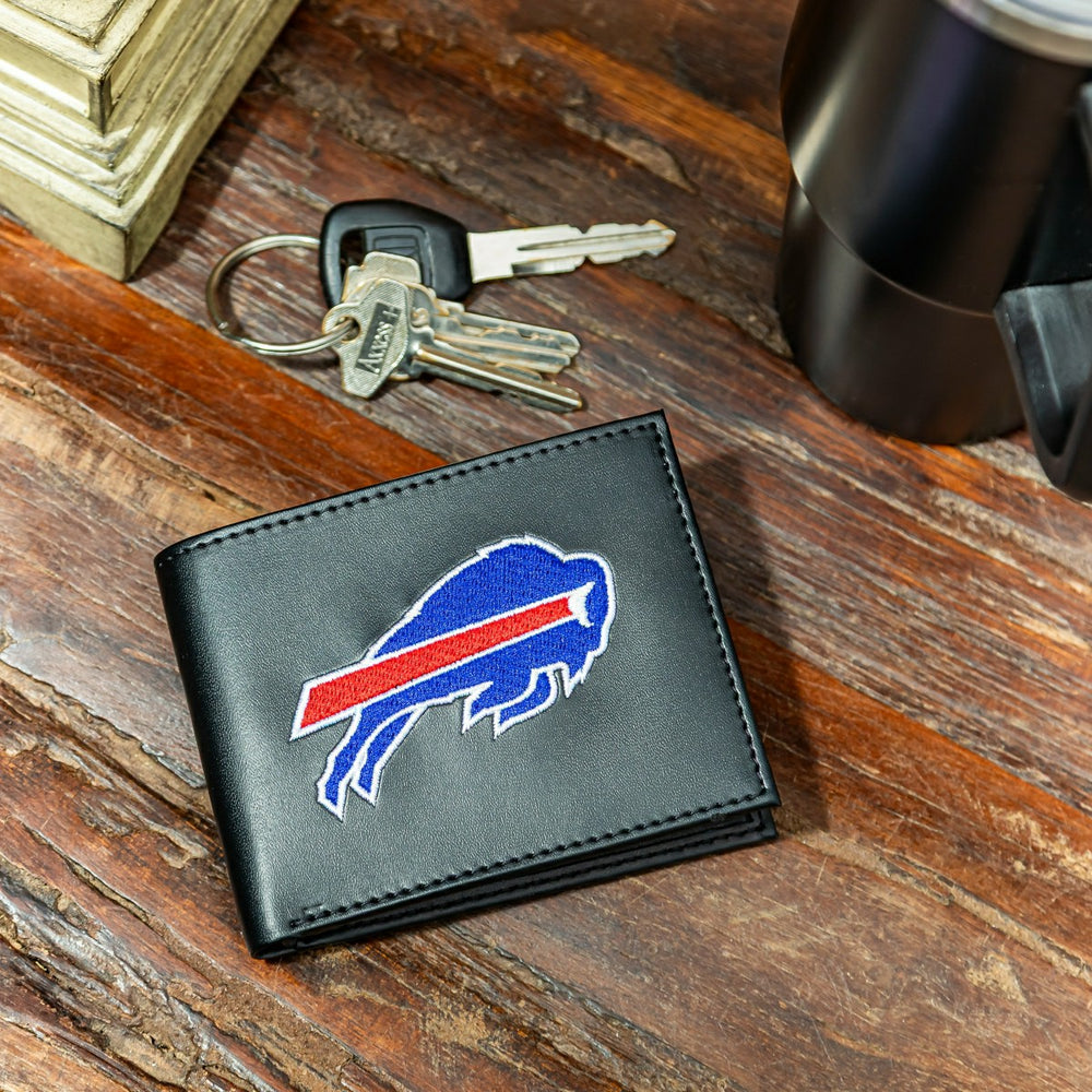 Buffalo Bills Black Bi-Fold Embroidered Wallet w/ RFID Blocking, NFL, Home