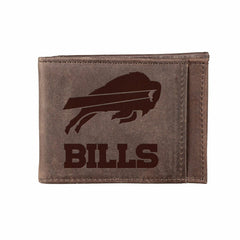 Front Pocket Wallet w/ RFID Blocking, Buffalo Bills, Brown, NFL, Home