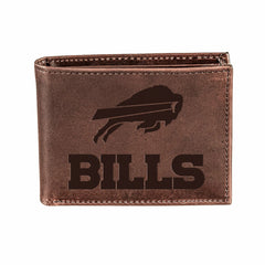 Buffalo Bills, Bi-Fold Wallet, Brown, CH, 100% Genuine Leather, NFL, Home