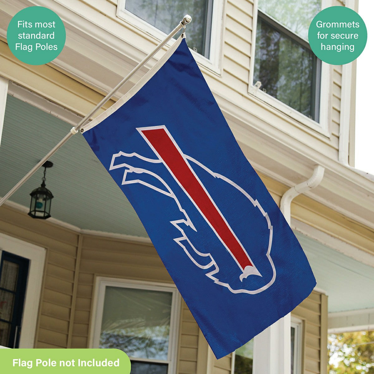 Buffalo Bills Single Sided Estate Flag with 2 Grommets, 3'x5', NFL, Home