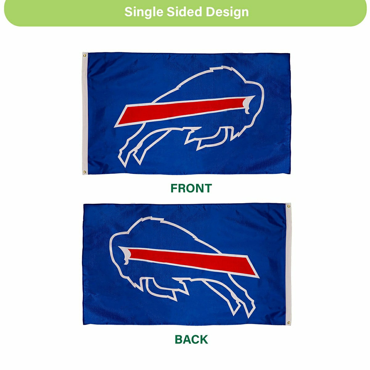 Buffalo Bills Single Sided Estate Flag with 2 Grommets, 3'x5', NFL, Home