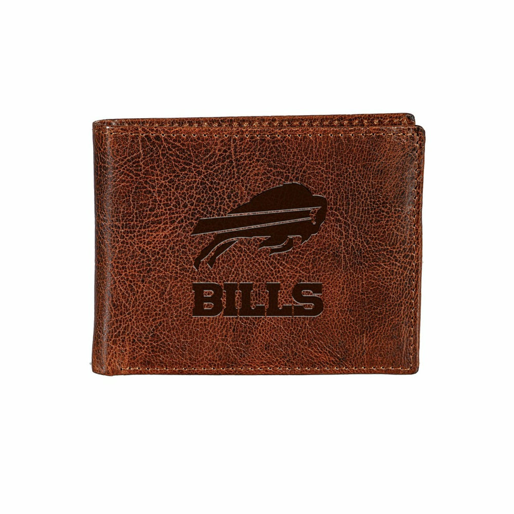 Buffalo Bills, Embossed 100% Genuine Tumbled Leather Passcase Bi-Fold , NFL, Home