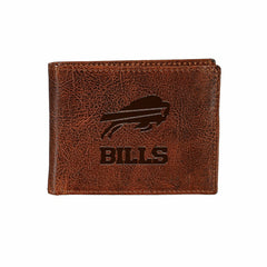 Buffalo Bills, Embossed 100% Genuine Tumbled Leather Passcase Bi-Fold , NFL, Home