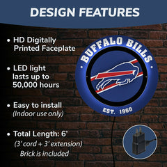 Buffalo Bills, Metal Lite, Round, NFL