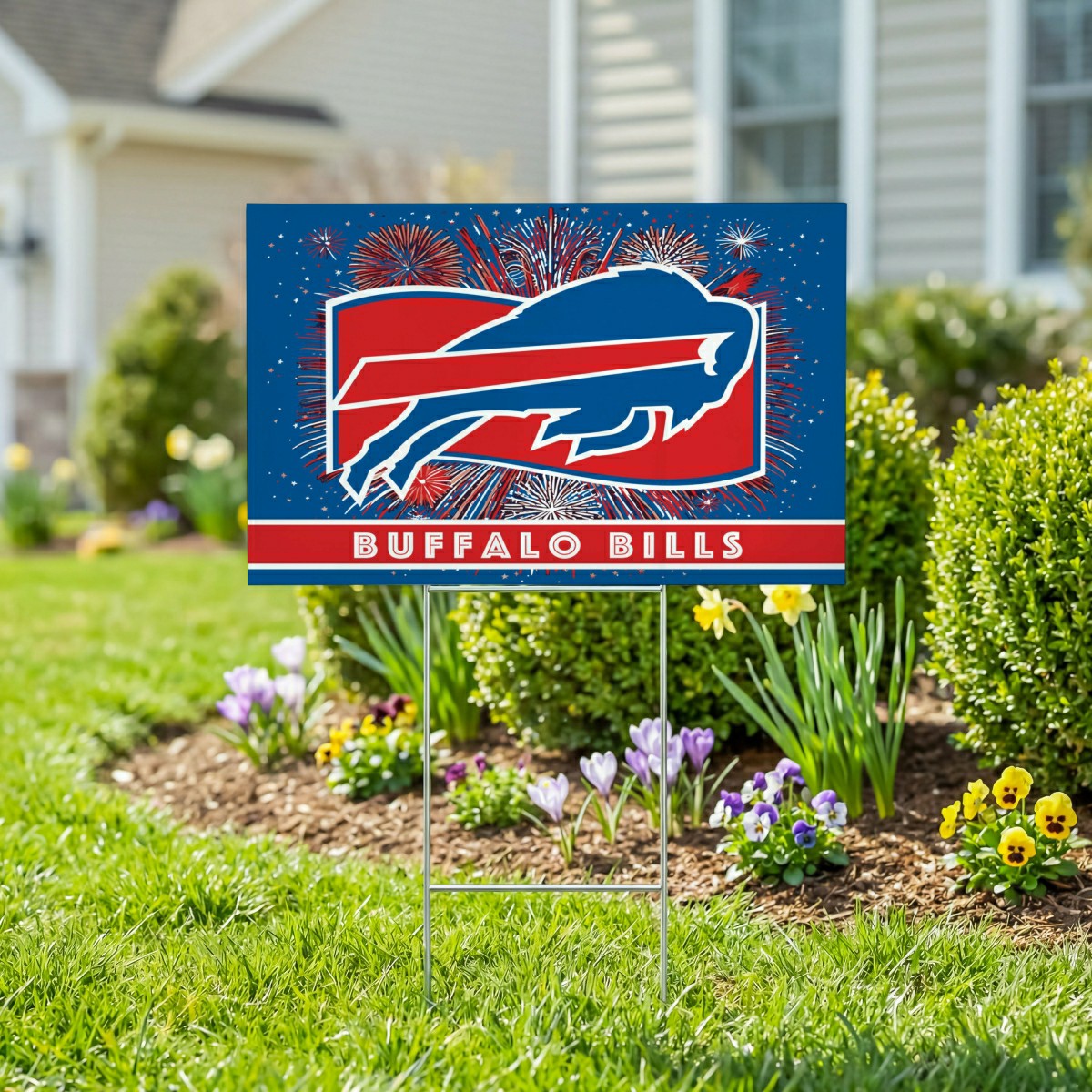Buffalo Bills Yard Sign, Patriotic, NFL, Home