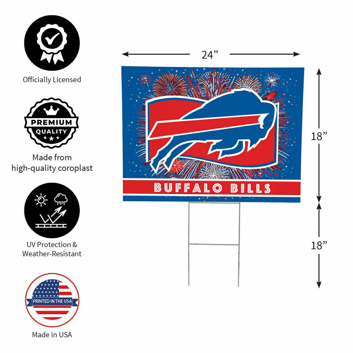 Buffalo Bills Yard Sign, Patriotic, NFL, Home