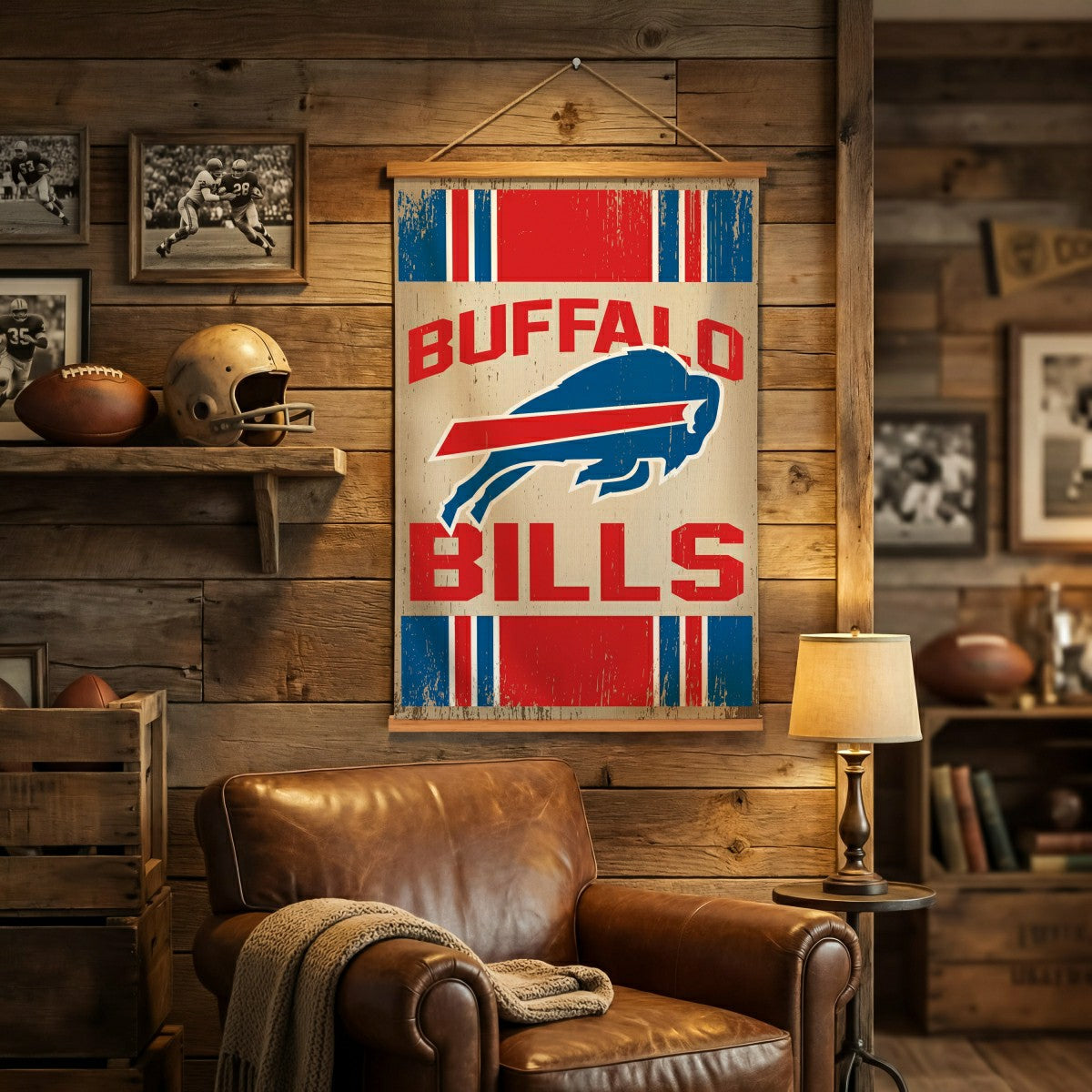 Buffalo Bills, Canvas Wall Tapestry, Medium, 36x24, NFL, Home