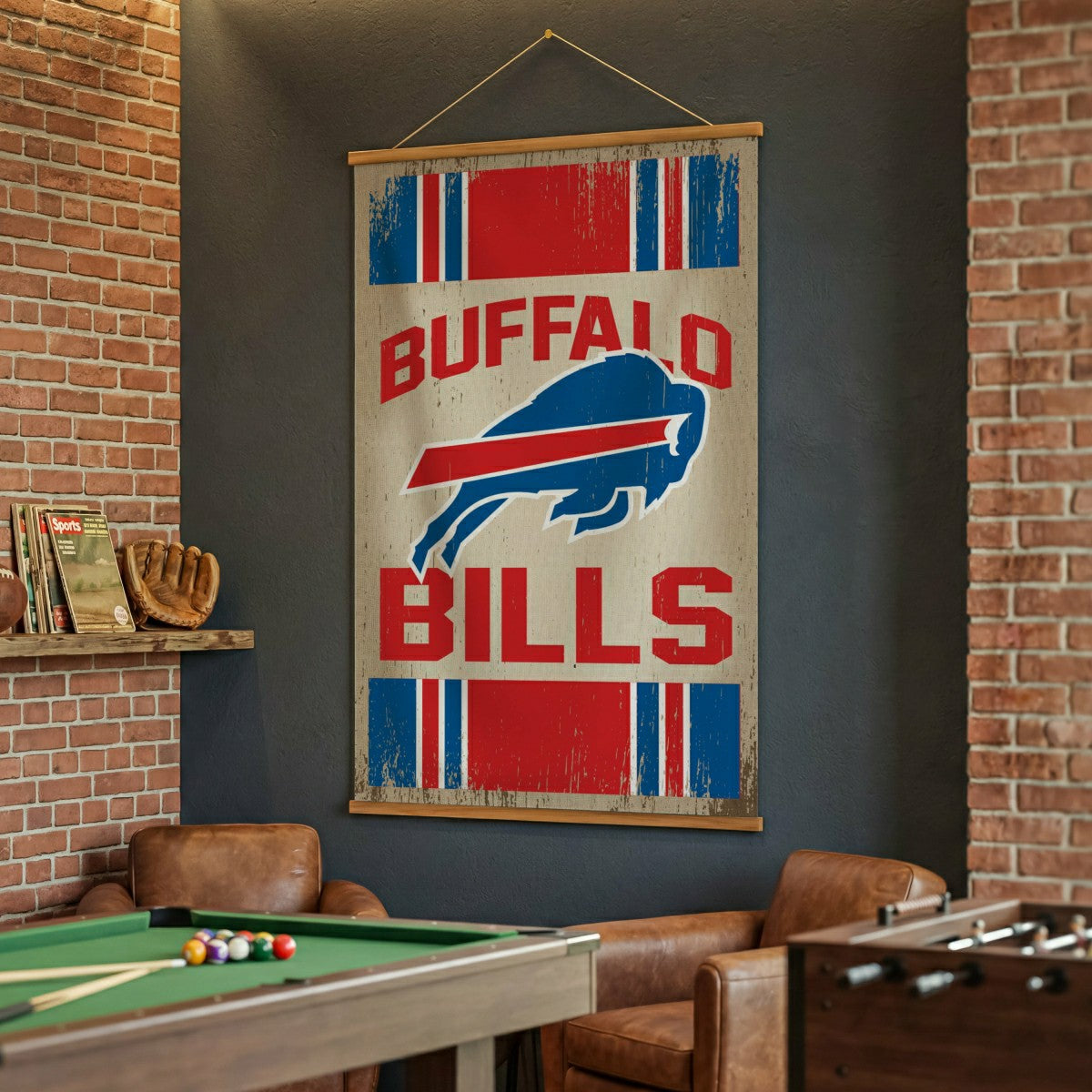 Buffalo Bills, Canvas Wall Tapestry, Large, 54x36, NFL, Home