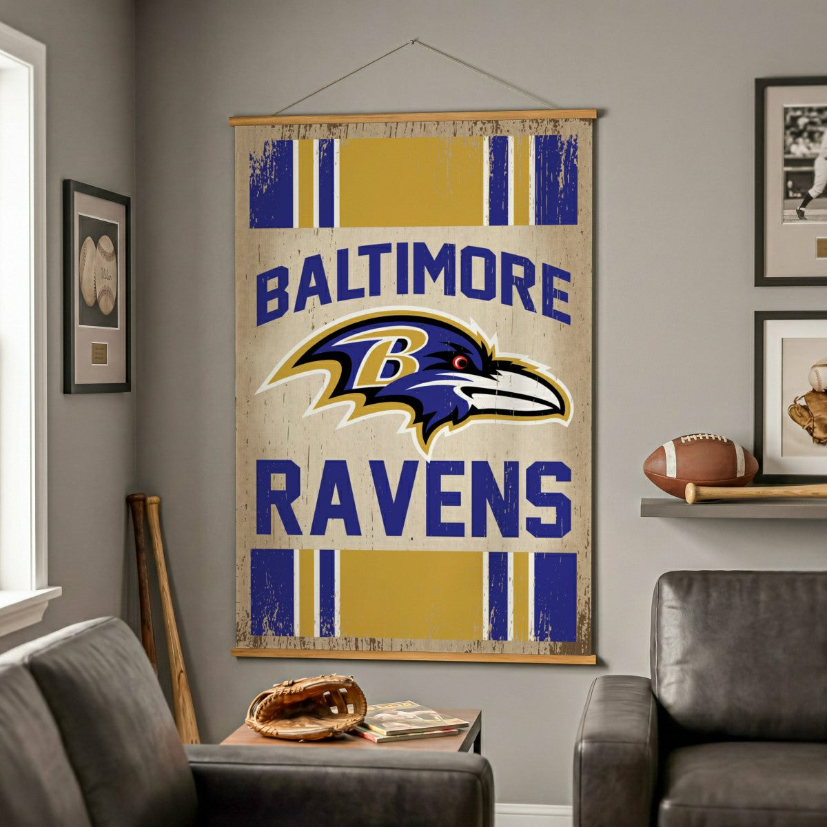 Baltimore Ravens, Canvas Wall Tapestry, Large, 54x36, NFL, Home