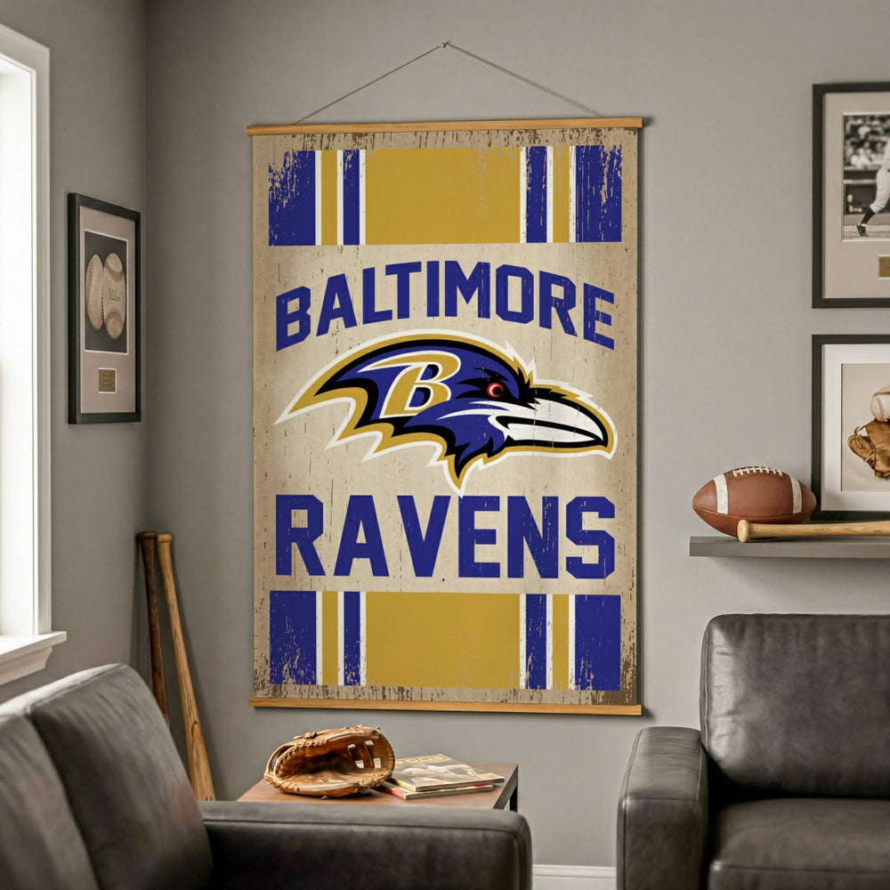 Baltimore Ravens, Canvas Wall Tapestry, Large, 54x36, NFL, Home