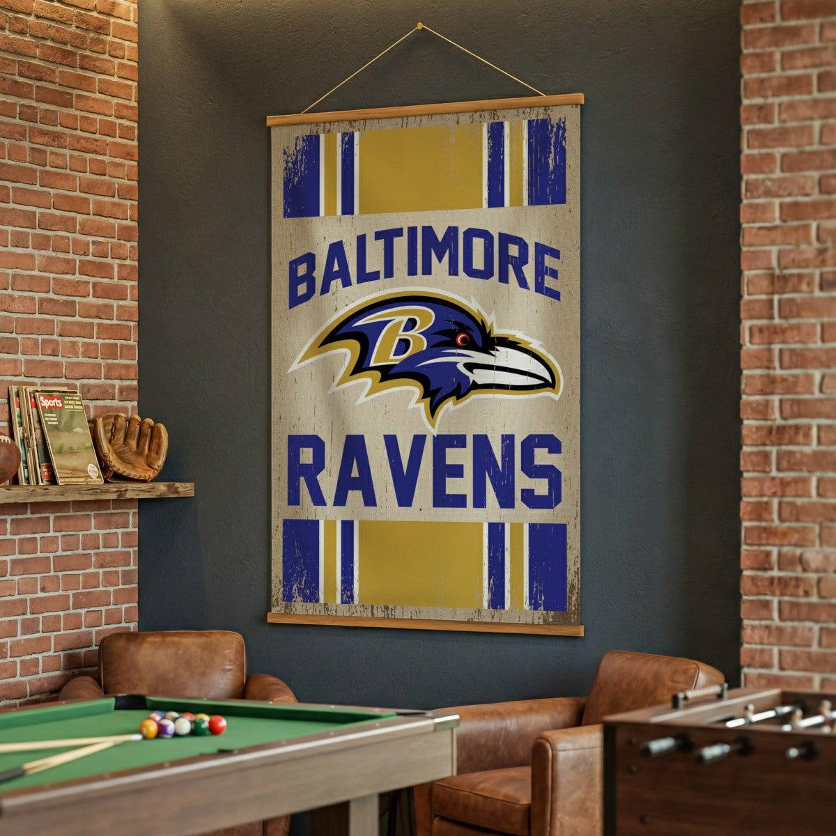 Baltimore Ravens, Canvas Wall Tapestry, Large, 54x36, NFL, Home