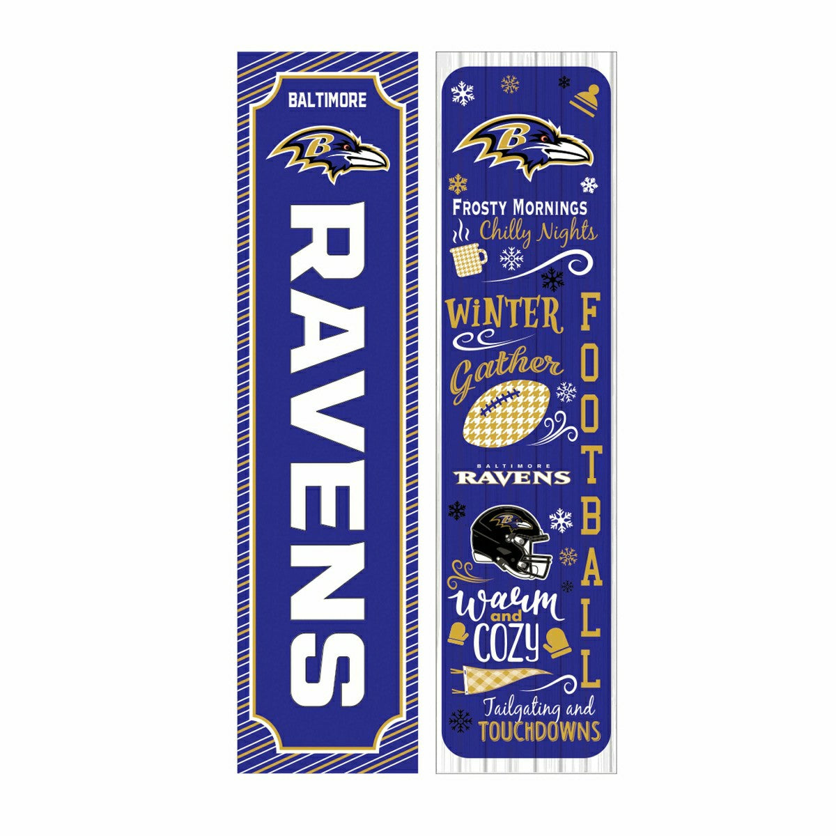 46" Double Sided Leaner, Baltimore Ravens, Winter Seasonal, NFL, Home