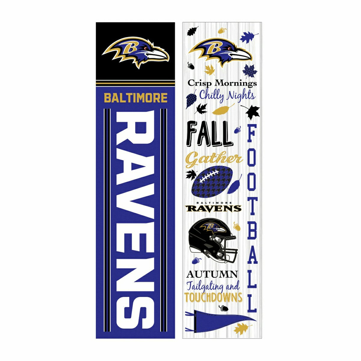 46" Double Sided Leaner, Baltimore Ravens, Fall Seasonal, NFL, Home